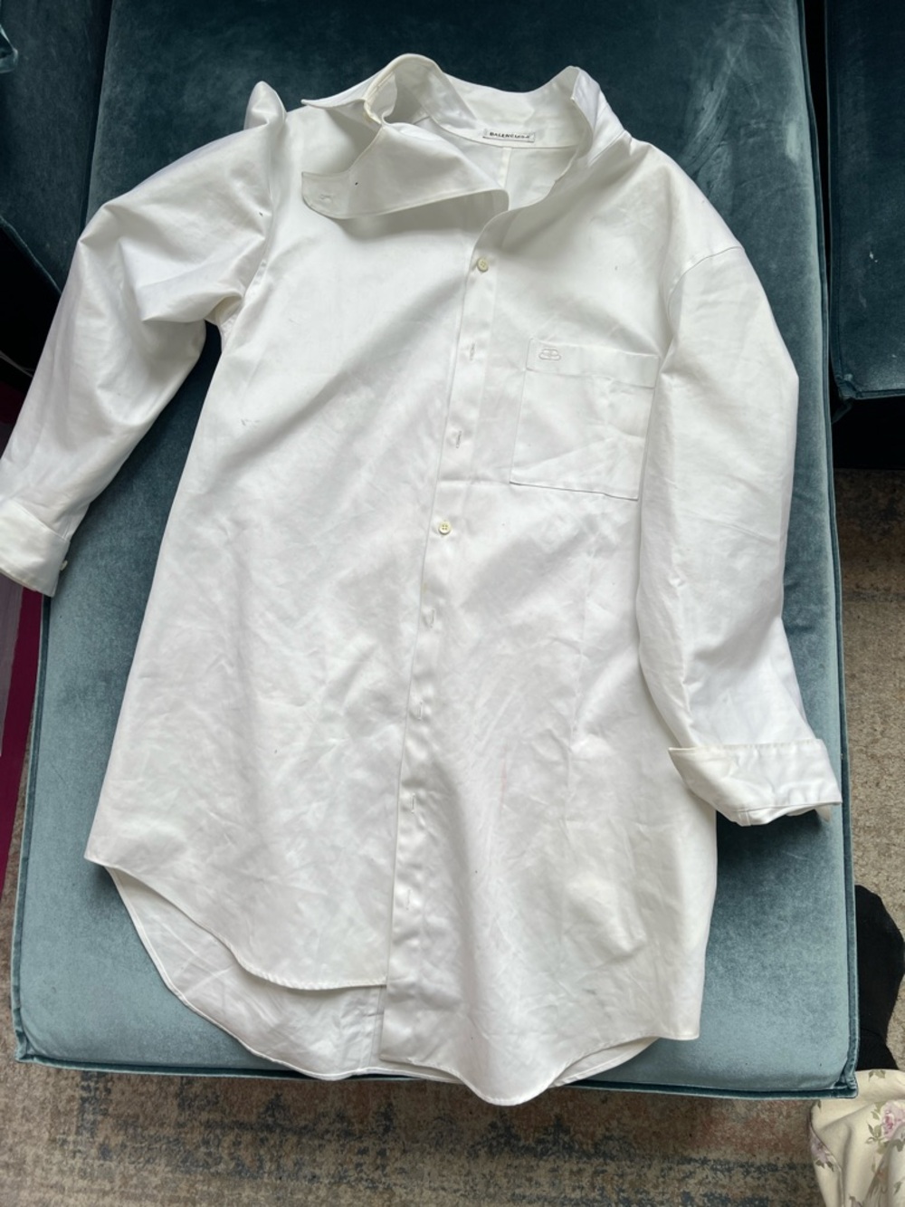 Balenciaga oversized white button down shirt dress